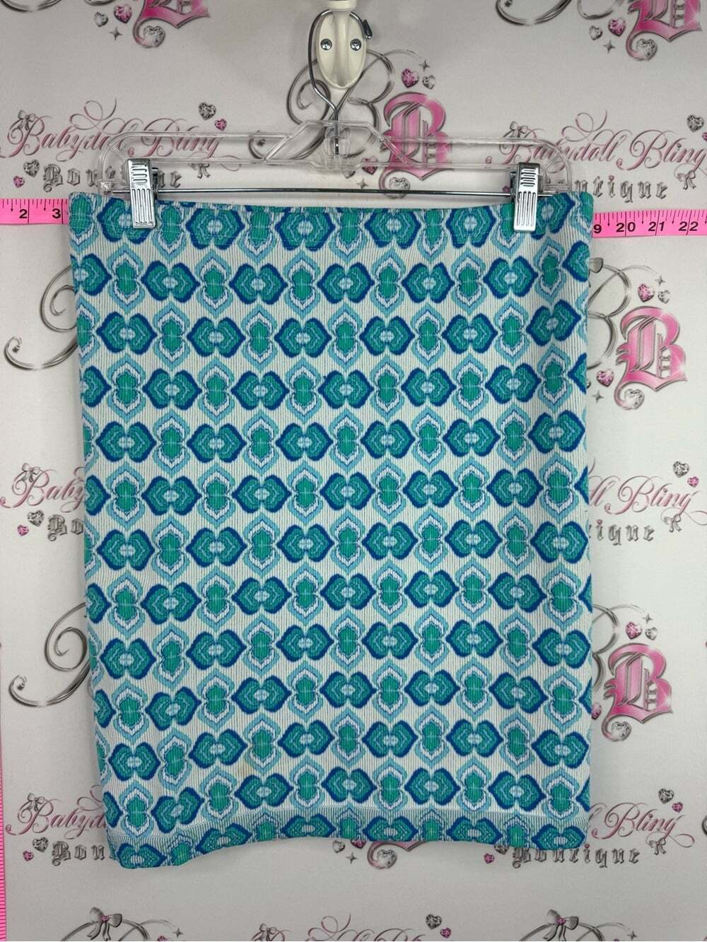 Suzy Shier skirt or strapless top Teal and Aqua Geometric Pencil Skirt